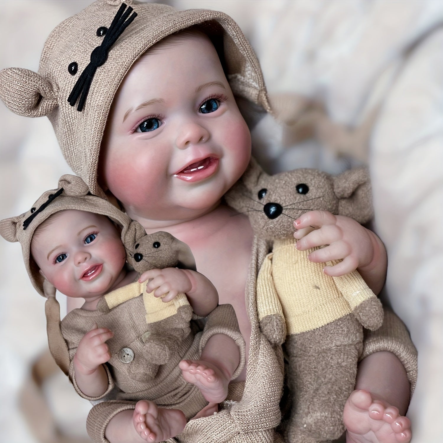 Adorable Vinyl Boy Doll with Painted Hair Teeth Waterproof Realistic Reborn Doll