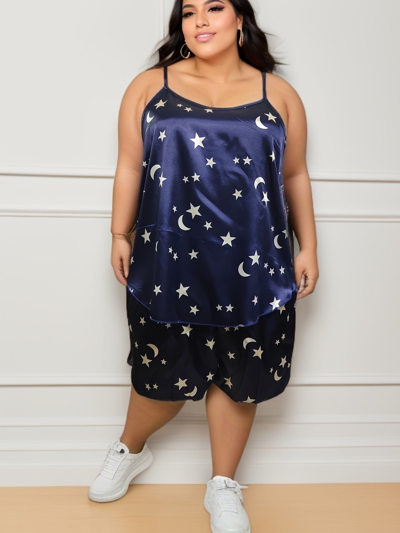  Star & Moon Print Cami Top & Shorts 2 Piece Set