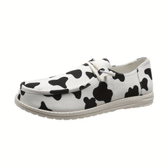 Women's Cow Pattern Canvas Shoes Casual Lace Up Outdoor Sneakers