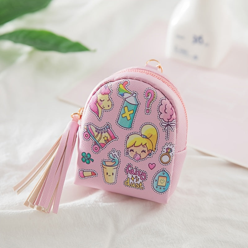 Girls Cartoon Unicorn Print Coin Purse Bag Key Pendant for Kids