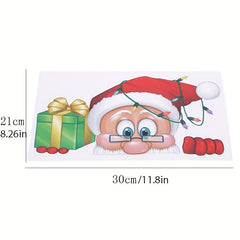 Santa Claus Elk Shop Hotel Christmas Window Double Sided Glass Sticker