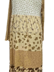  Floral Print Colorblock Maxi Dress