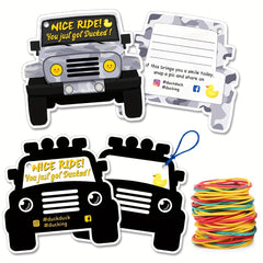 60pcs Duck Duck SUV Cards Car Duck Tags Game Card Printed With Rubber Bands