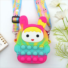Funny Rabbit Shape Rainbow Crossbody Bag with Colorful Strap
