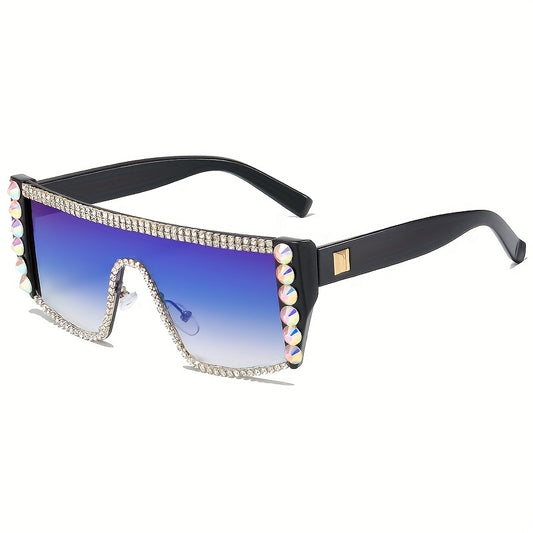 Y2K Rhinestone Shield Sunglasses UV400