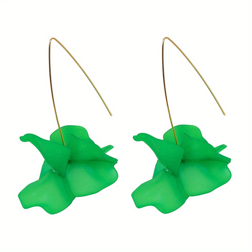 Exaggerated Flower Boho Dangle Earrings Resin Jewelry Female Gift