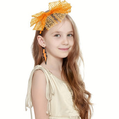 Lace Headband Earrings Fishnet Stocking Set for Party
