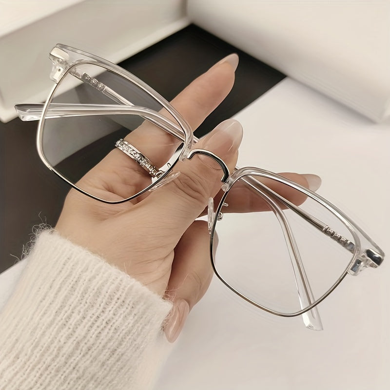 Square Anti Light Reading Glasses Unisex Rivet Decor