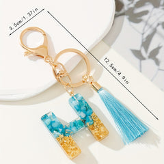Sequins Alphabet Keychain Resin Key Chain Ring Purse Bag Charm