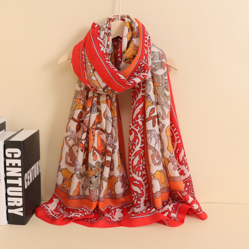 Cotton Linen Printed Scarf