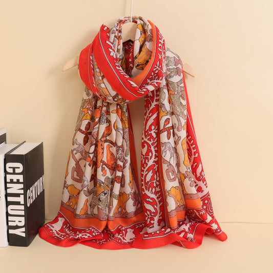 Cotton Linen Printed Scarf