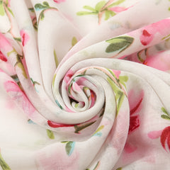 Floral Chiffon Printed Scarf Silk Bandana Tassel Shawl