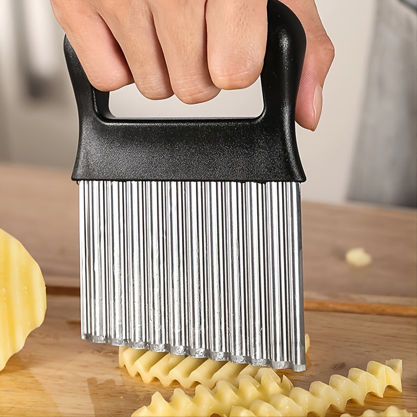 1pc Crinkle Cutter Wavy Chopper Stainless Steel Safe Kitchen Tools Shell Slicer