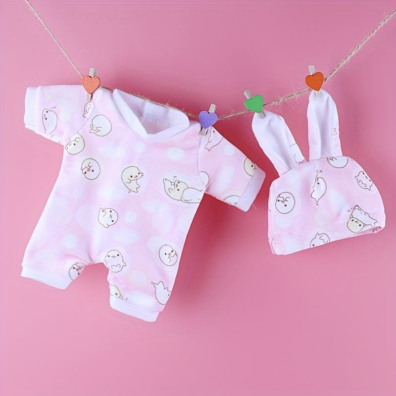 Pink Rabbit Princess Dress for 12 Dolls with Hat & Accessories