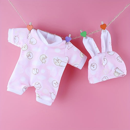 Pink Rabbit Princess Dress for 12 Dolls with Hat & Accessories