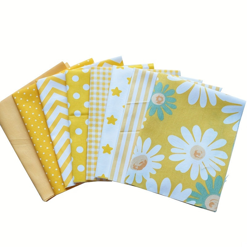 8pcs Yellow Series Fabric Patchwork DIY Sewing Quilting Material