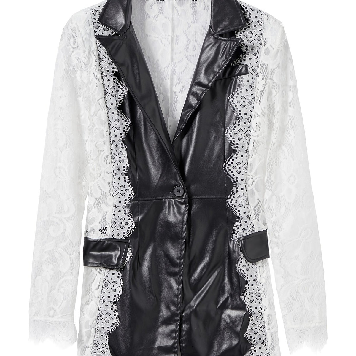 Lace Stitching Lapel Collar Blazer Jacket for Wedding & Party