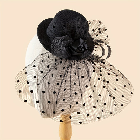 Girls Polka Dot Mesh Flower Hair Clip Headwear Princess Accessories