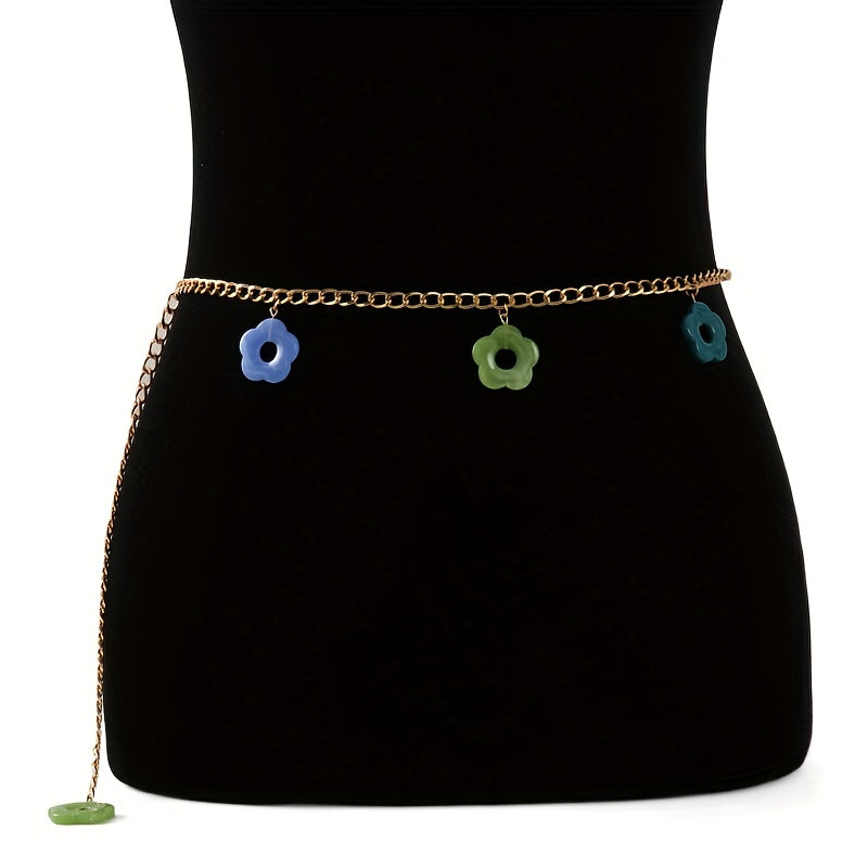 Flower Pendant Waist Chain Hollow Out Metal Belly Chain