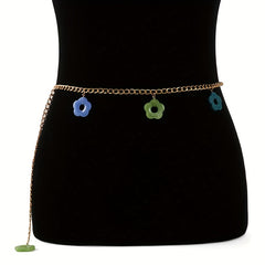 Flower Pendant Waist Chain Hollow Out Metal Belly Chain
