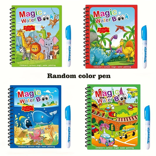 2 Pack Reusable Watercolor Books for Kids with Stencils and Pens
