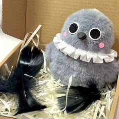 5pcs 12cm Gray Powder Blusher Small Crow Plush Toys Backpack Hook Key Chain