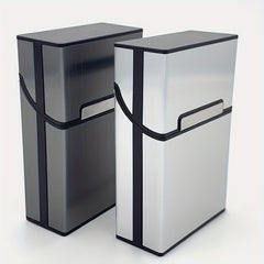 Brushed Aluminum Cigarette Box 20 Capacity Plastic Metal Men's Cigarette Box