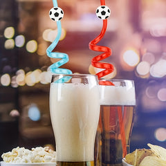 4pcs Soccer Party Straws Reusable Sports Supplies