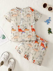 2pcs Baby Boys Dinosaur T shirt & Shorts Set Clothes