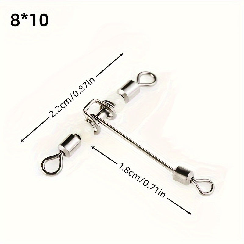 10pcs Fishing Swivel Connector T Shape 3-way Rolling Bearing