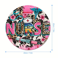 Pink Nurse Life Round Mouse Pad Non Slip Rubber Base 7.87in