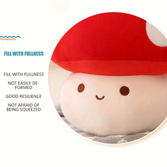 Cartoon Mushroom Plush Toy Soft Polyester Red Mushroom with Face
