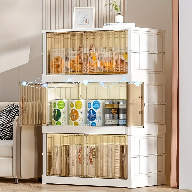 1pc Folding Storage Box Clear Plastic Collapsible Bins With Lids