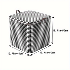 Large Capacity Houndstooth Storage Box Lightweight Zipper Container