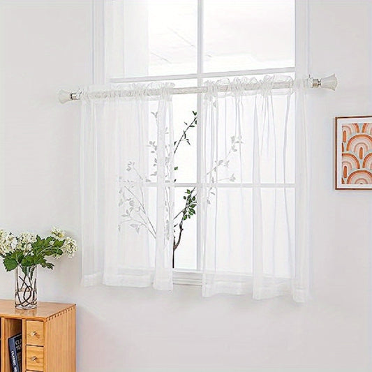 2pcs Sheer Curtain Rod Pocket Curtains for Home Decor