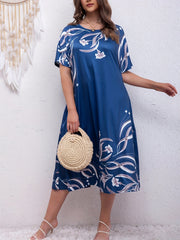  Floral Print Midi Dress with Pockets