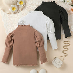 Girls' Ruffle Long Sleeve Pullover Top for Toddler Kids
