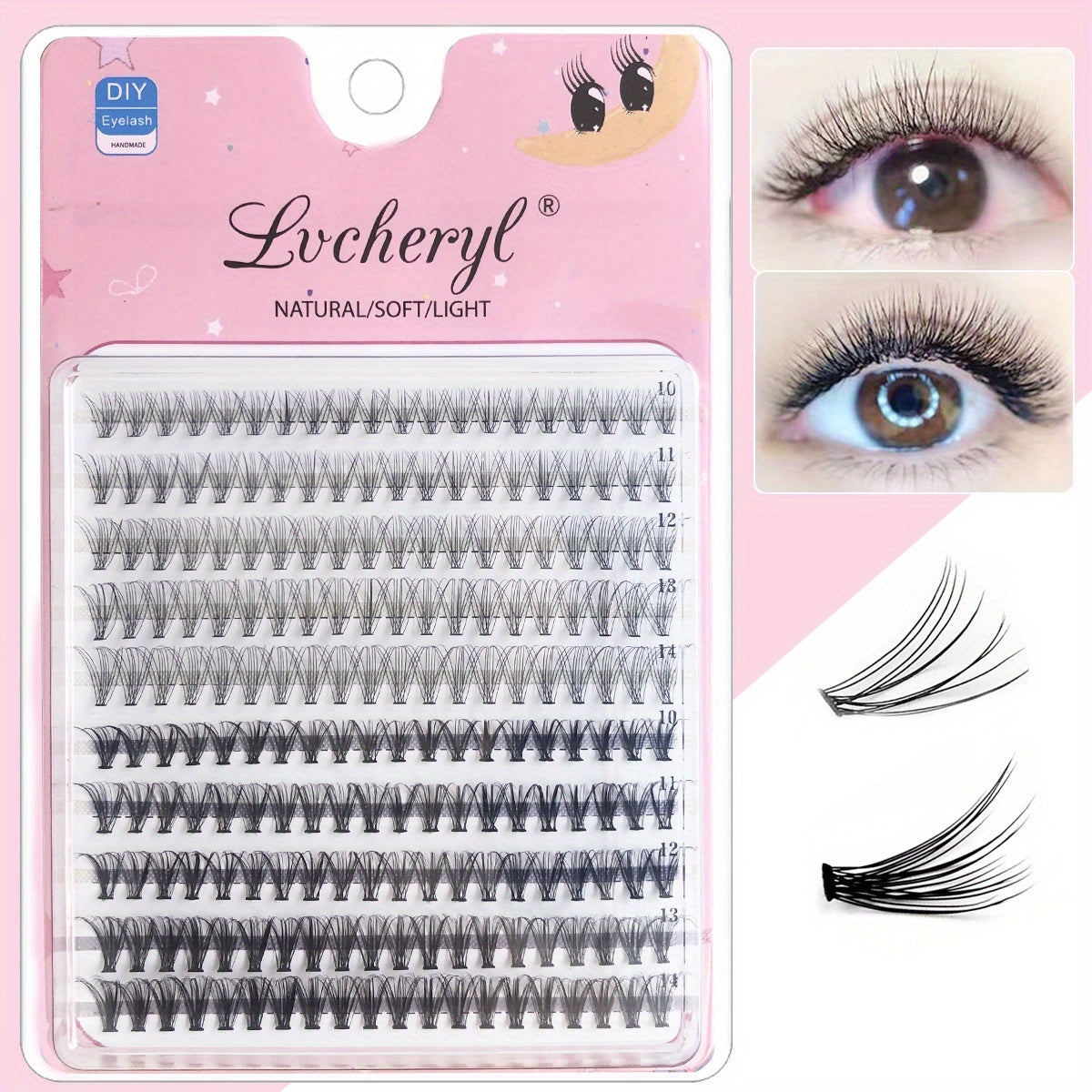 200Pcs 10D 20D Cluster Lashes D Curling Eyelash Extension