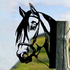 Horse Shape Iron Silhouette Outdoor Fence Ornament Farm Decor