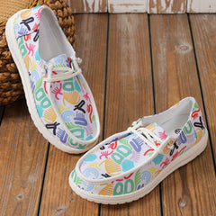 Women's Graffiti Pattern Canvas Shoes Casual Lace Up Outdoor Shoes