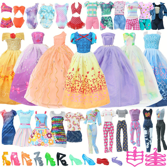 27pcs Doll Clothing Set - Princess Dress, Fashionable Dresses, Top