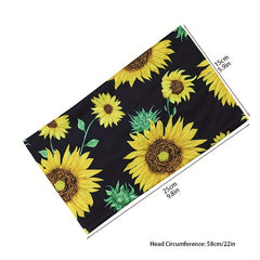 Sunflower Printed Headband Sports Yoga Sweat Absorption Elastic Hairband