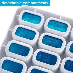 Plastic 31 Compartment Pill Storage Box with Date for Outdoor Use
