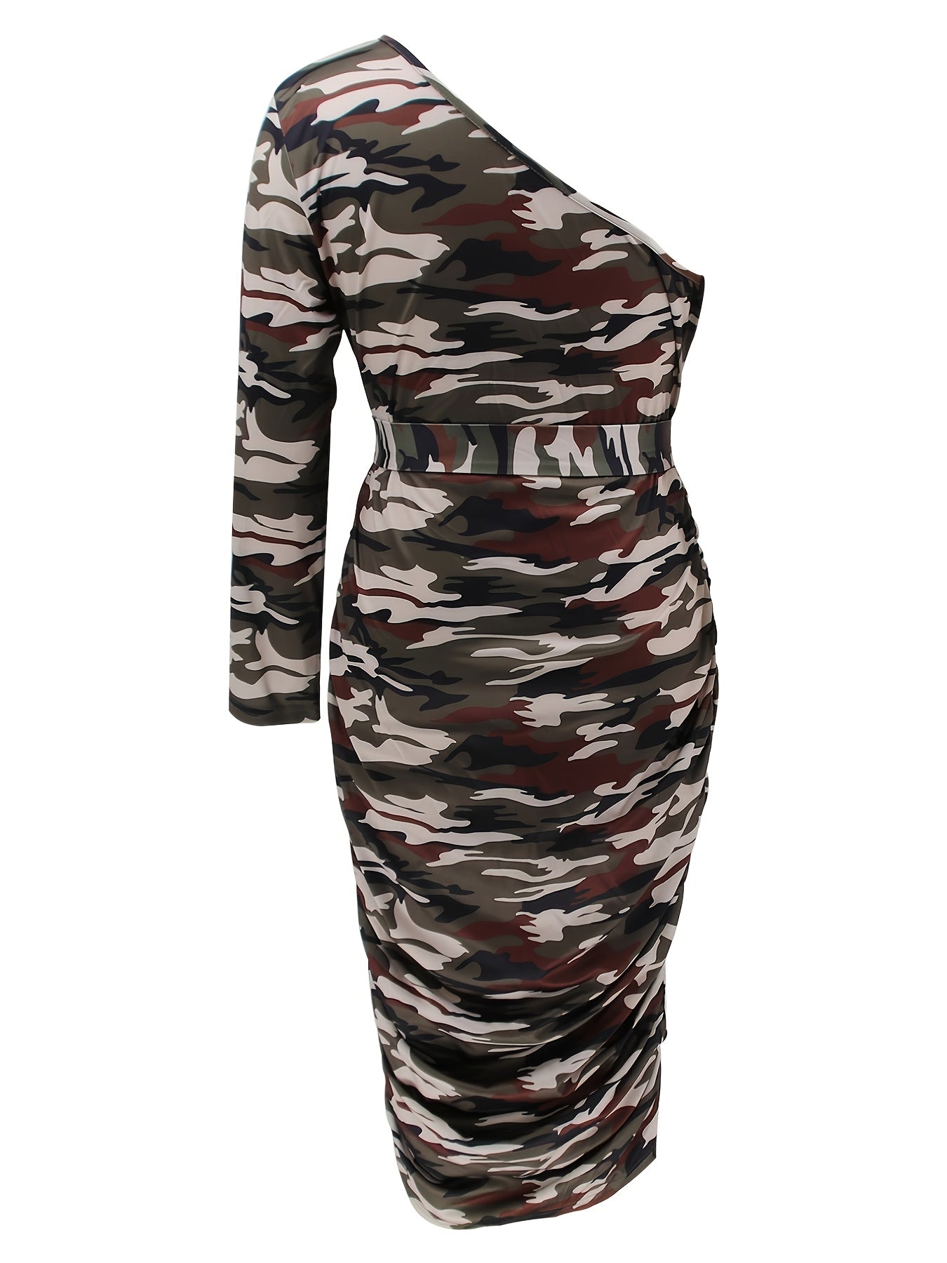  One Shoulder Side Ruched Maxi Dress Women's Bodycon Dress