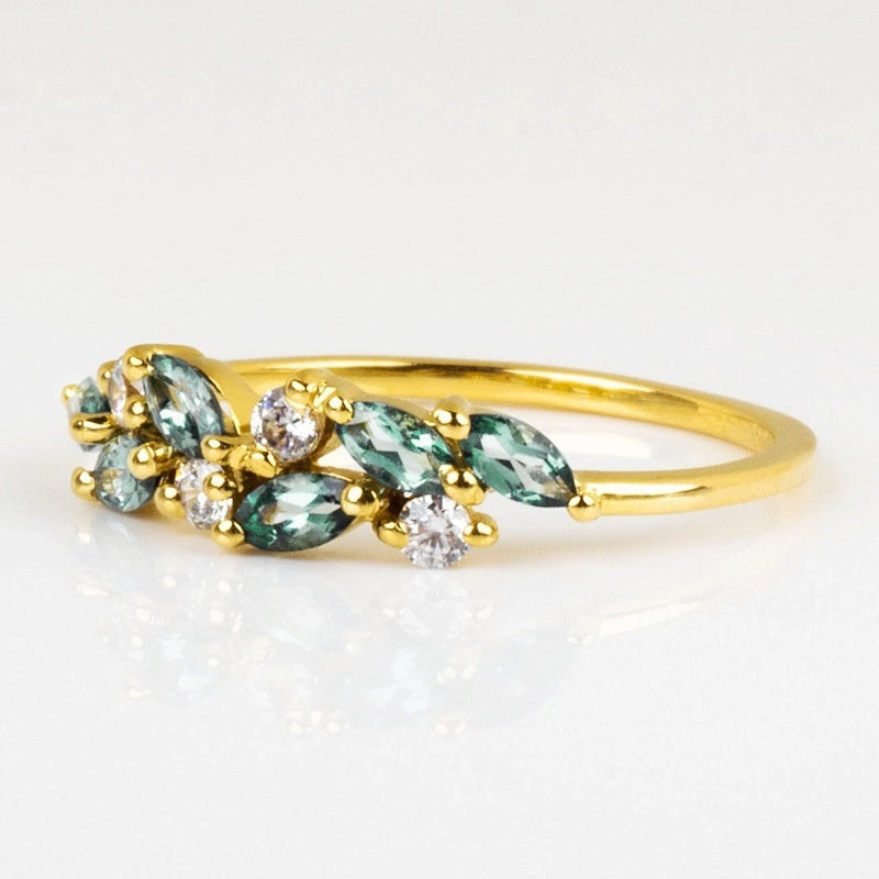 Zircon Inlaid Promise Ring 18K Plated Engagement Women's Gift