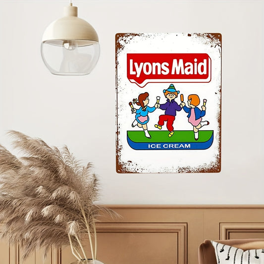 Vintage Lyon Maid Kids Ice Cream Lollipop Sign Tin Metal Sign Plate