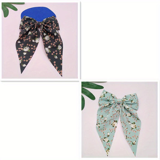 4pcs Floral Streamer Bow Hair Clip for Baby Girls