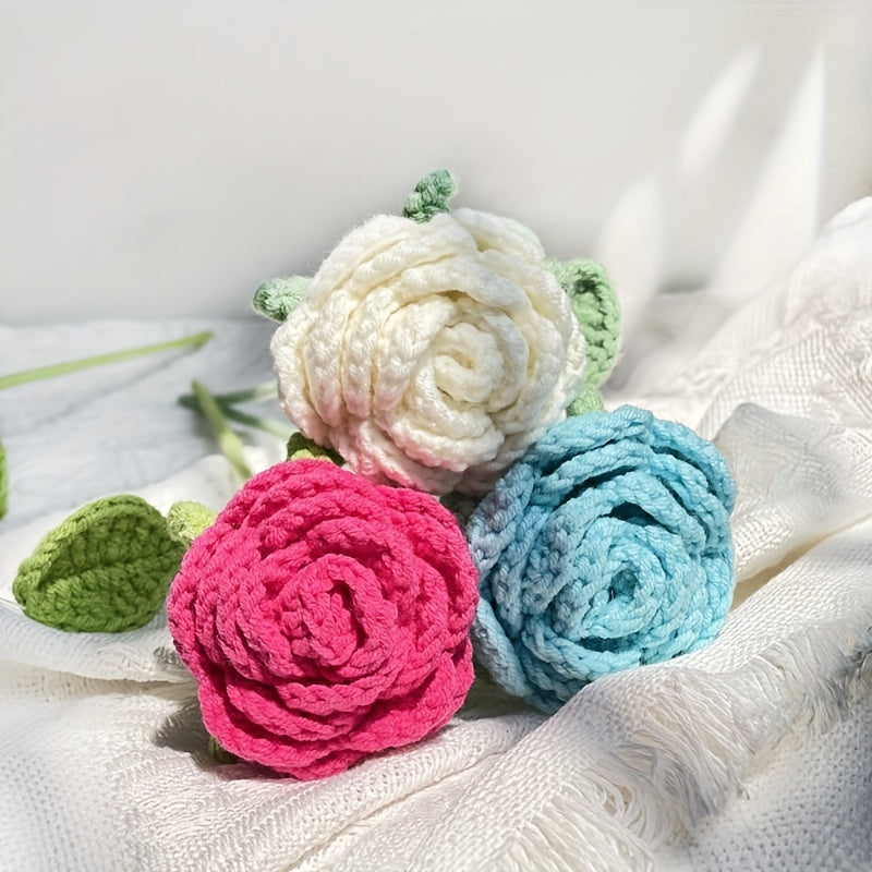 Crochet Artificial Rose Home Decor