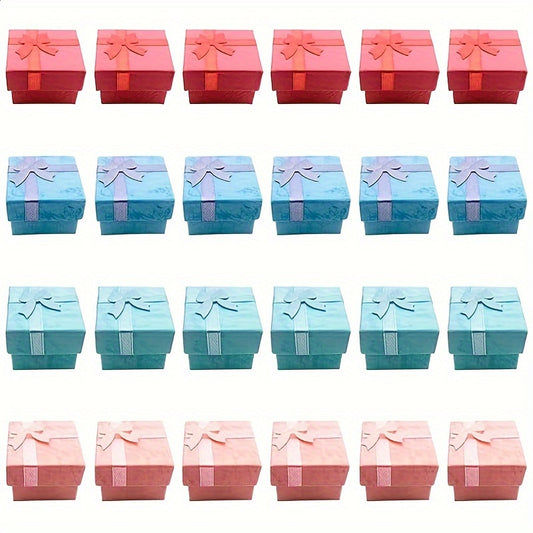 24pcs Jewelry Paper Box Ribbon Packaging Box Wedding Decoration Box