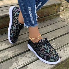 Leopard Print Slip-On Flat Sequins Canvas Shoes